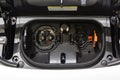 Charge port on an electric car, Ev Charging Port on electric car. Electronic car charging devise publicly installed. EV charger o