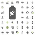 Chargeable battery icon. Eco and Alternative Energy vector icon set. Energy source electricity power resource set vector. Royalty Free Stock Photo