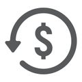 Chargeback glyph icon, e commerce