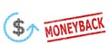 Scratched Moneyback Seal Stamp and Halftone Dotted Chargeback