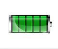 Charged battery. Full charge battery. Battery charging status indicator. Glass realistic power green battery Royalty Free Stock Photo