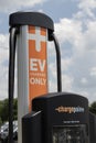 ChargePoint EV Electric Vehicle Charging station. ChargePoint plug-in stations are in business parking lots or home use