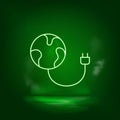 Charger, earth, eco neon vector icon. Save the world, green neon Royalty Free Stock Photo