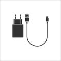 Charger icon. USB wire and unit for charging phones Royalty Free Stock Photo