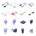 Charger icons set, isometric style