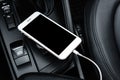 Charger plug phone on car. Royalty Free Stock Photo