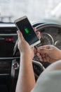 Charger plug phone on car Royalty Free Stock Photo