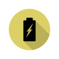 charging battery long shadow icon. Simple glyph, flat vector of web icons for ui and ux, website or mobile application Royalty Free Stock Photo