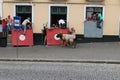 A charging bull scares onlookers Royalty Free Stock Photo