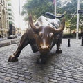 Charging Bull sculpture near Wall Street Royalty Free Stock Photo