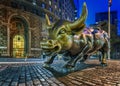 Charging Bull sculpture near Wall Street Stock Exchange in New York, Manhattan, USA Royalty Free Stock Photo