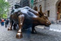 The Charging Bull statue in downtown Manhattan on Wall Street in New York City. Royalty Free Stock Photo