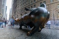 The Charging Bull statue in downtown Manhattan on Wall Street in New York City. Royalty Free Stock Photo