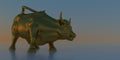 Charging Bull Wall Street Bull 3D illustration of the Bowling Green Bull