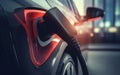 Charging Electric Car Close-Up Battery Boost. AI Royalty Free Stock Photo