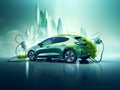 charging EV car electric vehicle clean energy for driving future, eco-friendly alternative energy concept, futuristic hybrid vehic