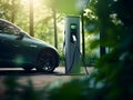 charging EV car electric vehicle clean energy for driving future, eco-friendly alternative energy concept, futuristic hybrid vehic