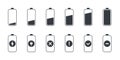 Charging icons set. Phone charging indicator. The battery is charging signs. Battery charging status icons. Vector illustration Royalty Free Stock Photo