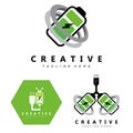 charging logo vector icon, smartphone vehicle, using electricity and battery Royalty Free Stock Photo