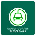 Charging station electric cars sign. Icon refueling electric car. Logo parking for recharge charge ecotransport. Vector