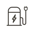 Charging station for electric cars. Vector thin line icon outline linear stroke illustration. EV electric vehicle charger object.