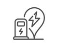 Charging station line icon. Car charge location sign. Vector Royalty Free Stock Photo