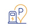 Charging station line icon. Car charge parking sign. Vector Royalty Free Stock Photo