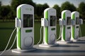 charging station with multiple charging ports, allowing several electric cars to charge at the same time
