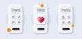 Charging station, Report checklist and Warning line icons pack. For web app. 3d phone mockups. Vector
