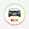 Charging status of your electric car flat icon. The battery charge of an electric vehicle in percent.