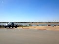 Chari river, border between N'Djamena, Chad and Cameroon Royalty Free Stock Photo