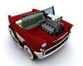 Charicature of supercharged 50's classic car Royalty Free Stock Photo