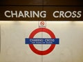Charing Cross Underground Station Sign London Royalty Free Stock Photo