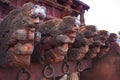 Chariot base with ganas used to pull the rath near Banashankari Amma temple Royalty Free Stock Photo