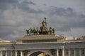 Chariot of Glory on Triumphal Arch of General Staff Building on Palace Square. Sculpture of a goddess of war on six horses chariot Royalty Free Stock Photo