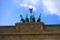 Chariot and Horses on Top of Brandenburg Gate in Berlin Royalty Free Stock Photo