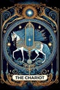 Chariot. Magic occult vintage Tarot card. Digital printable illustration