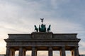 Chariot sculpture and top part of Brandenburg Gate before the sunset in Berlin Royalty Free Stock Photo