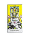 The Chariot tarot card on white background, top view