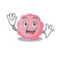 A charismatic anaplasma phagocytophilum mascot design style smiling and waving hand