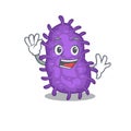 A charismatic bacteria bacilli mascot design style smiling and waving hand