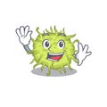 A charismatic bacteria coccus mascot design style smiling and waving hand