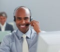 Charismatic businessman with headset Royalty Free Stock Photo