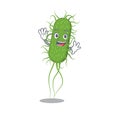 A charismatic e.coli bacteria mascot design style smiling and waving hand
