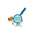 Charismatic Judge magnifying glass cartoon character design with glasses Royalty Free Stock Photo