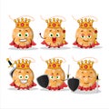 A Charismatic King christmas lights orange cartoon character wearing a gold crown