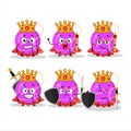 A Charismatic King christmas lights purple cartoon character wearing a gold crown