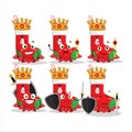 A Charismatic King christmas socks with giftbox cartoon character wearing a gold crown