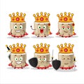 A Charismatic King koumiss drink cartoon character wearing a gold crown