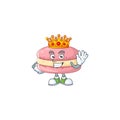 A Charismatic King of strawberry macarons cartoon character design